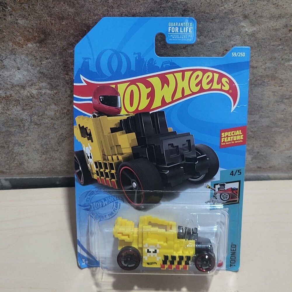 Yellow Hot Wheels Pixel Shaker Diecast Toy Car 2021 Mainline Collection